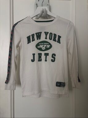 NFL New York Jets White Long Sleeve Tee with Green Logo